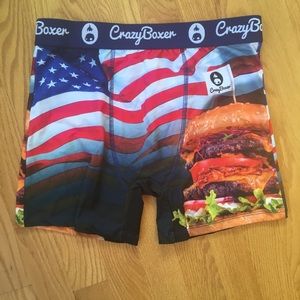 Crazy Boxer Briefs American Flag and Cheeseburger